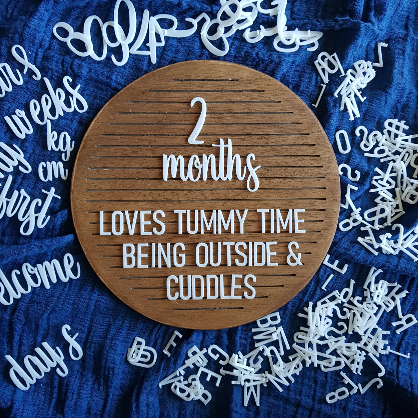 250mm Round Bamboo Stained Letterboard