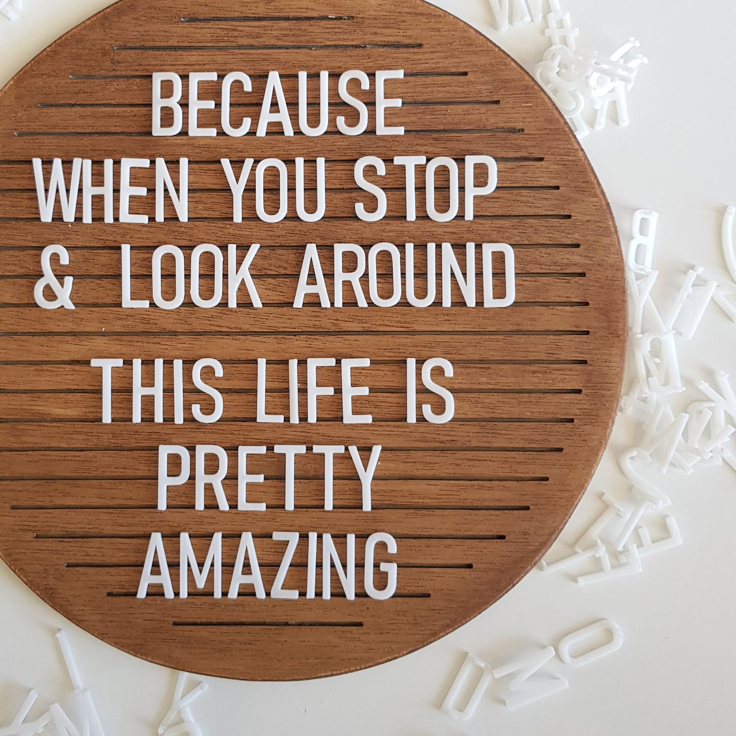 250mm Round Bamboo Stained Letterboard