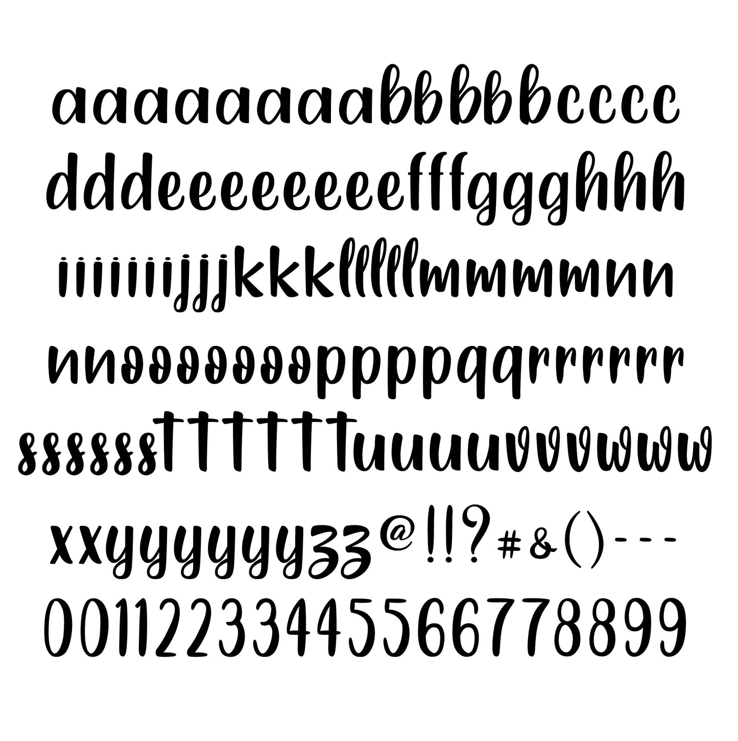 Semi Cursive Font Set